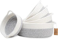 NaturalCozy 5-Piece Round Woven Cotton Rope Storage Baskets for Organizing, Small Shallow Nesting Set for Montessori Toys, Entryway Catchall, Fruit Bowl, Key Tray, Remote Holder, Nursery & Pet Toys
