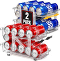 Expandable Soda Can Dispenser For Fridge - 2-Pack - Clear Transparent Soda Can Organizer For Refrigerator, Kitchen, and Pantry Storage Organizer for Cans, Beverage Bottle, Canned Food & Bottles