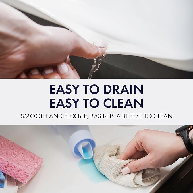 BASIN - Heavy Duty Under Sink Mat - The Original Silicone Under Sink Mats for Kitchen Waterproof - Under Sink Tray for Kitchen Waterproof - Under Sink Cover Kitchen Cabinet Liner White 34.25x22