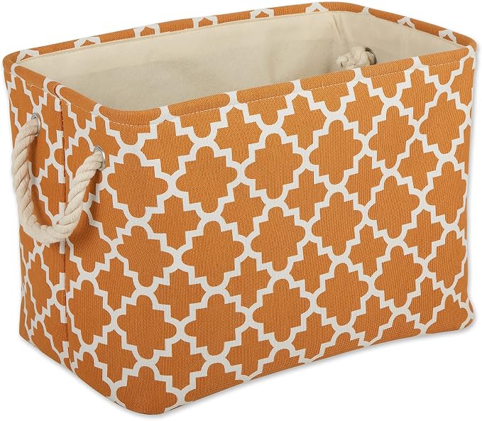 DII Polyester Container with Handles, Lattice Storage Bin, Large, Pumpkin Spice