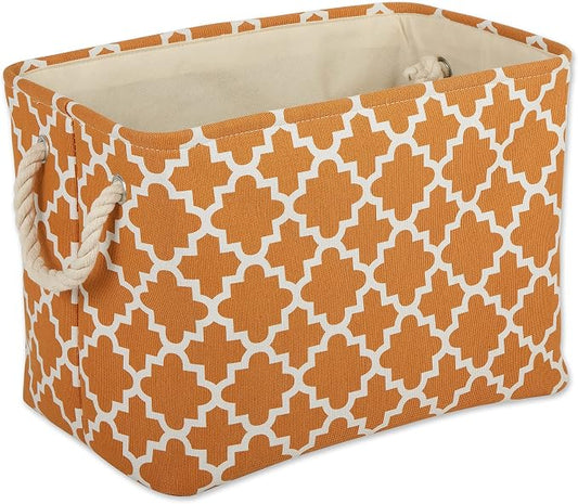 DII Polyester Container with Handles, Lattice Storage Bin, Large, Pumpkin Spice