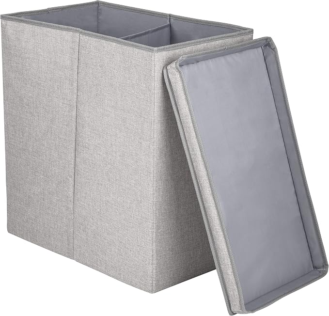 Greenway GFL6000GR Collapsible Double Sorter Laundry Hamper, Grey Linen | Linen