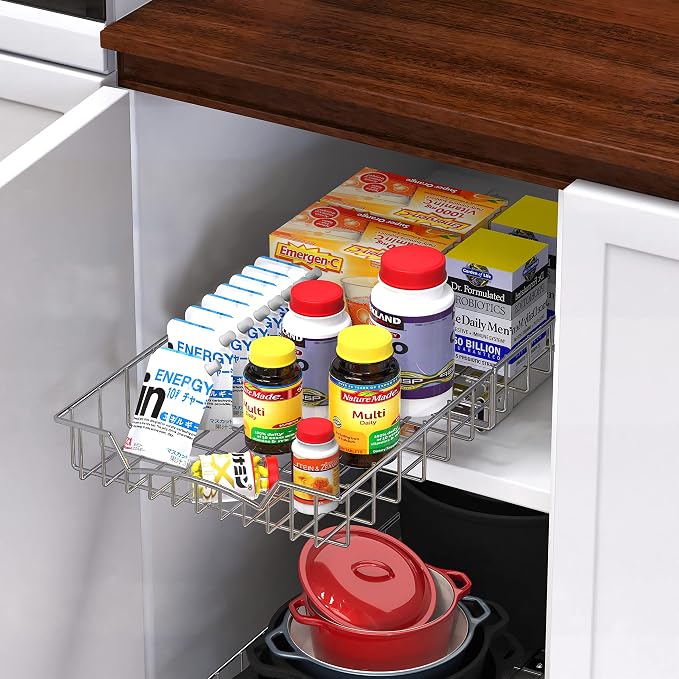 Simple Houseware Under Cabinet Pull Out Sliding Shelf Drawer Organizer, 21" D x 11" W