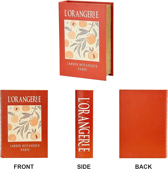 PACOLO Decorative Book Boxes, Faux Wood cover Storage for Hidden Jewelry, Money, and Cash (LORANGERLE)