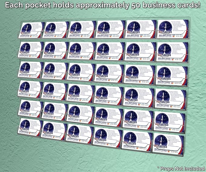 Marketing Holders Wall Business Card Holder with Hanging Hardware for 3.5" x 2" Gift or Appointment Cards Trade Show Convention Real Estate Hotel Retail Stores 36 Slots Clear Acrylic One Piece