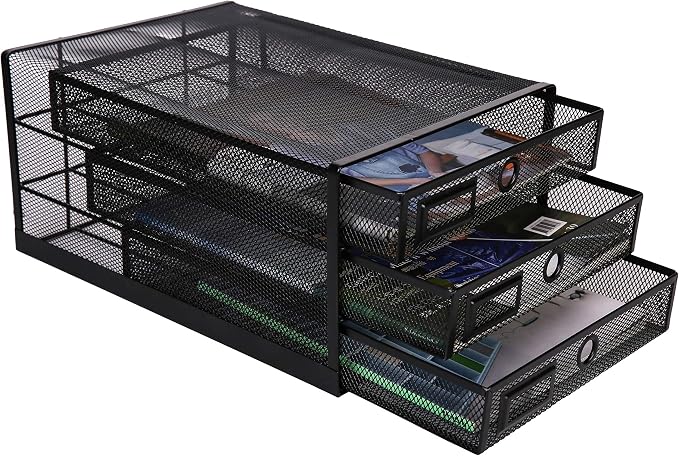 EXERZ Paper Sorter 3 Tier Drawers A4 / Multifunctional Desk Organiser/Letter Tray - Documents, Magazines, Notebooks and Letters