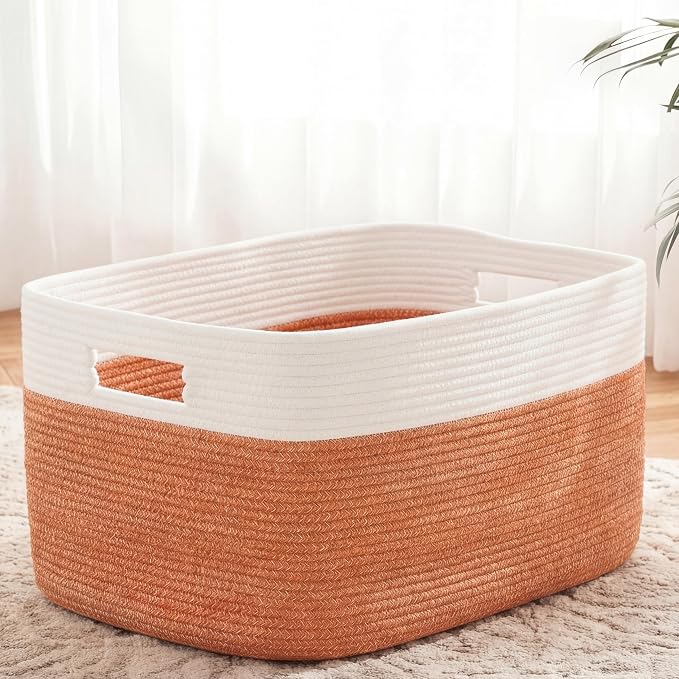 Artfeel Blanket Basket,Rectangle Woven Baskets for Storage,100L Laundry Basket for Decorative Nursery Blanket,Toys,Dirty Clothes and Magazine in Shelves,Baby Room,and Living Room