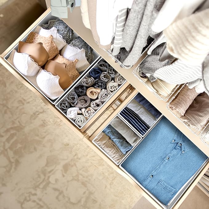 Simple Houseware Underwear Drawer Organizer for Lingerie/Undergarment/Bra/Panty/Sock/Onesie, Set of 6, Gray