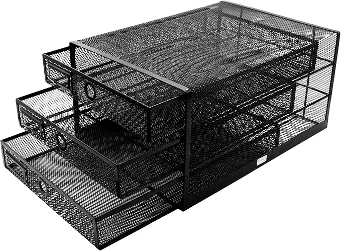 EXERZ Paper Sorter 3 Tier Drawers A4 / Multifunctional Desk Organiser/Letter Tray - Documents, Magazines, Notebooks and Letters