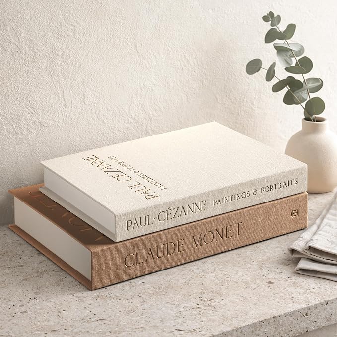 Aesthetic Decorative Books - Coffee Table Books Decor - Faux Decor Book Storage Box for Decoration - Set of 2 Linen Fake Book for Home Table Decors - Photo Storage Keepsake Box