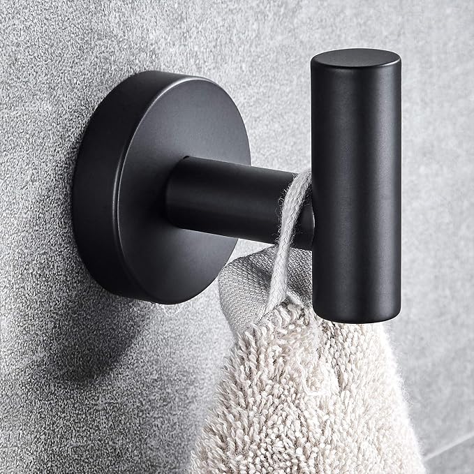 MARMOLUX ACC - Towel Hook Black Bathroom Single Coat Hooks Bath Kitchen Small Hand Towel Holder Hat Door Hanger Rack Home Storage Stainless Steel Bathroom Hardware Set Wall Mount Matte Black
