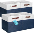 OrganiHaus 13x13 Cube Storage Bins, Set of 4 - Fabric Storage Cubes | Sturdy, holds its shape; odor-free; fits IKEA Kallax and Expedit; vegan leather handles