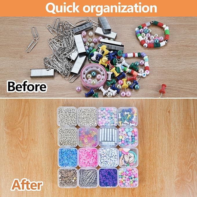 Mathtoxyz 72PCS Bead Organizer Box - Small Rectangle Bead Holder Plastic Cases for Clay Beads, Bracelet Making, DIY Jewelry, Craft, Nail