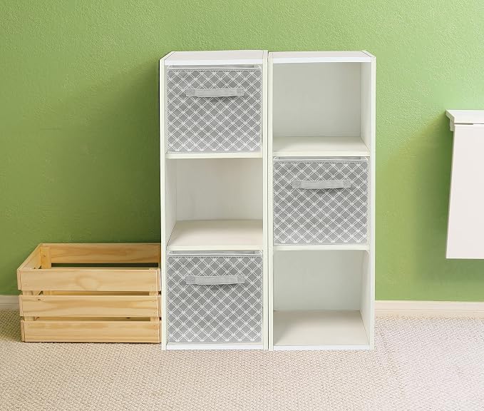 Simple Houseware 11-Inch Foldable Cube Storage Organizer Bin, Geometric Grey, 6 Pack
