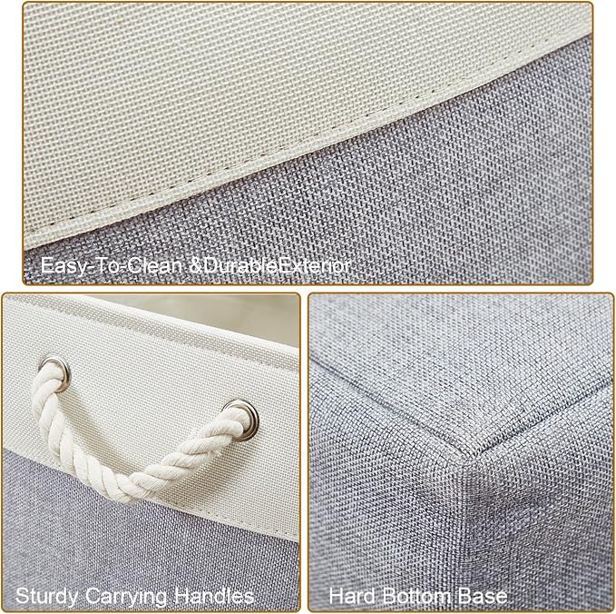 DECOMOMO Cube Storage Bin 13x13, Fabric Storage Bins, Kallax Storage Cubes (Grey & White, 3 Pack)