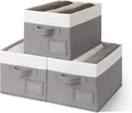 GRANNY SAYS Fabric Storage Bins, Closet Storage Bins for Clothes, Shelf Storage Baskets with Handles, Collapsible Storage Boxes, Decorative Storage Containers, Gray&White, Medium, 3-Pack