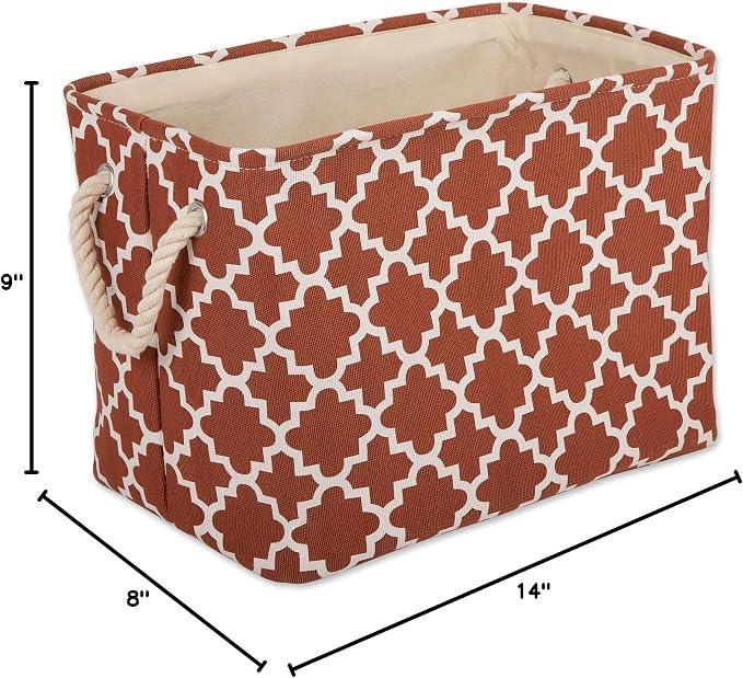 DII Polyester Container with Handles, Lattice Storage Bin, Small, Cinnamon
