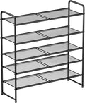 SUFAUY 5-Tier Mesh Shoe Rack, Closet Metal 33" Wide Shoe Shelf Heavy Duty, Black