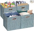 Posprica Storage Boxes, Foldable Organiser Cube Basket Bin, Thick and Heavy Duty (28×28×28cm/4pcs, Teal)