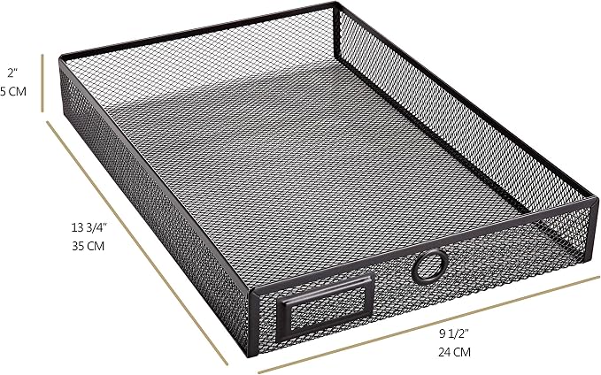 Annova Desk Organizer Wire Mesh 3 Tier Sliding Drawers Paper Sorter/Multifunctional/Premium Solid Construction for Letters, Documents, Mail, Files, Paper, Kids' Art Supplies (Black)