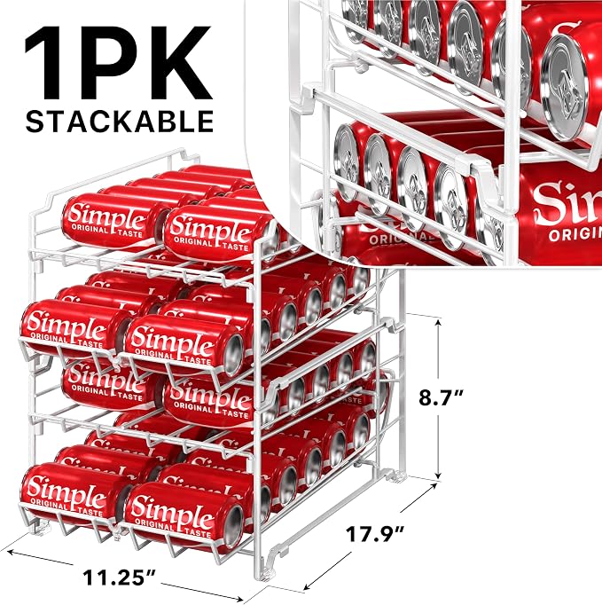 Simple Houseware Dual Row Front Loading Stackable Can Dispenser, White