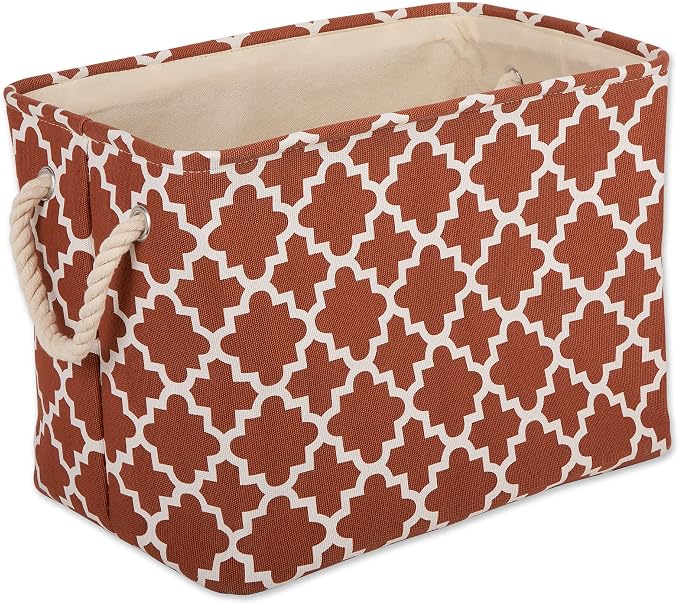 DII Polyester Container with Handles, Lattice Storage Bin, Small, Cinnamon