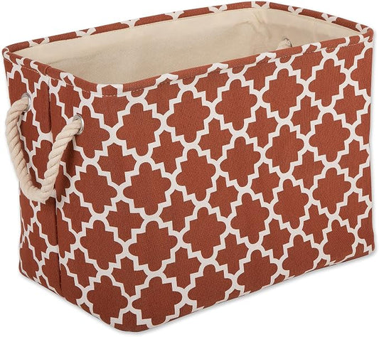 DII Polyester Container with Handles, Lattice Storage Bin, Small, Cinnamon
