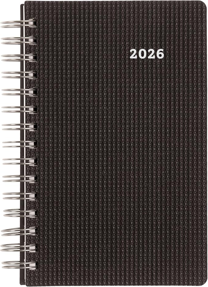 Brownline® 2026 DuraFlex Daily/Monthly Planner, Appointment Book, 12 Months, January to December, Twin-Wire Binding, 8" x 5", Black (CB634V.BLK-26)