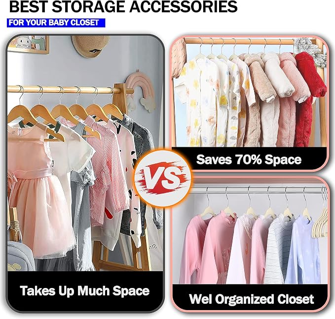 GVTECH Kids Hangers Velvet, [50 Pack] Children Cloth Durable Baby Hangers for Closet - Perfect Infant Toddler Kid Hanger for Everyday Use, Non Slip 360° Hooks for Shirt, Pant, Dress (50 Pack, Ivory)