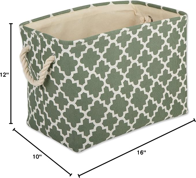 DII Polyester Container with Handles, Lattice Storage Bin, Medium, Artichoke