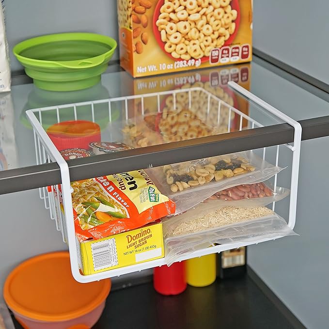 White Wire Under-Shelf Storage Basket, 10-Inch – Durable Organization Solution for Kitchen, Pantry, and Closet