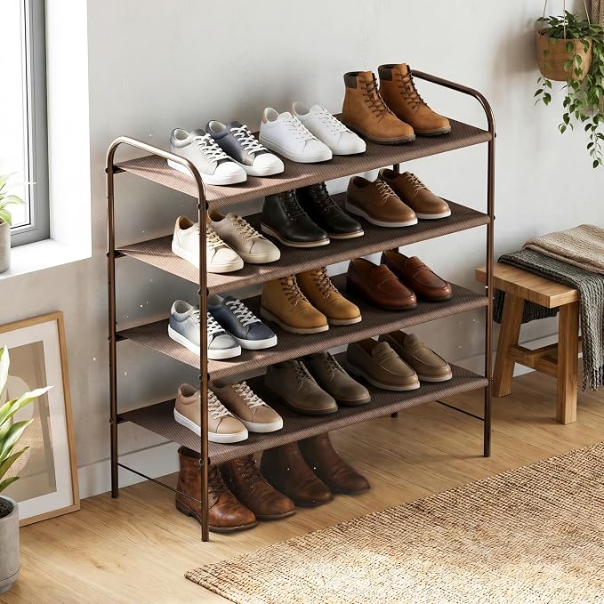 Simple Houseware 4-Tier Shoe Rack Storage Organizer, Bronze