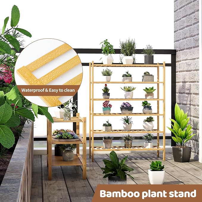 Bamboo Shoe Rack Stackable Shoe Shelf Storage Organizer for Unit Entryway Hallway and Closet Sturdy Freestanding Shelf(6 Tier Natural)