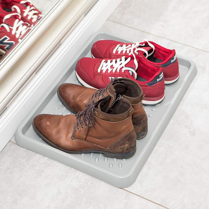 BranQ - Home essential BranQ Plastic Shoe Rack, 54 x 38,5 x 3 cm (LxBxH), Light Grey