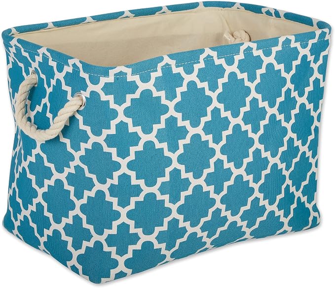 DII Polyester Container with Handles, Lattice Storage Bin, Medium, Storm Blue