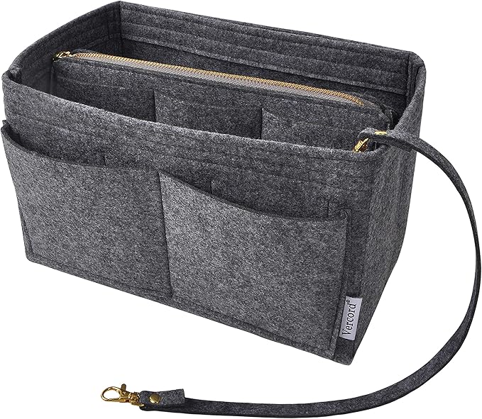 Vercord Felt Organizer Insert For Purse Handbag Tote Bag In Bag Inside Shaper Divider Neo Dark Grey X-Large