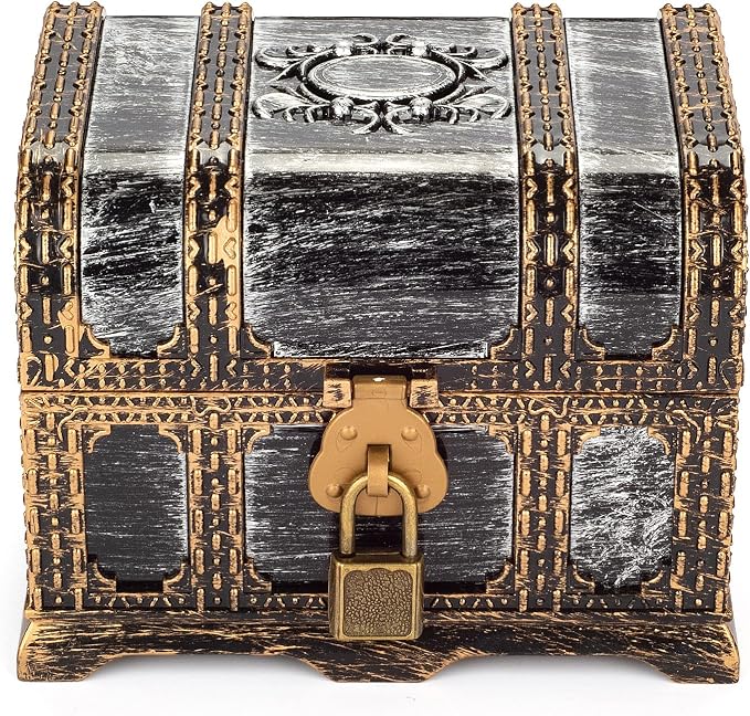 Kids Toys Pirate Treasure Chest,Transparent Vintage Decorative Plastic Box for Kids Birthday Pirate Party Favors