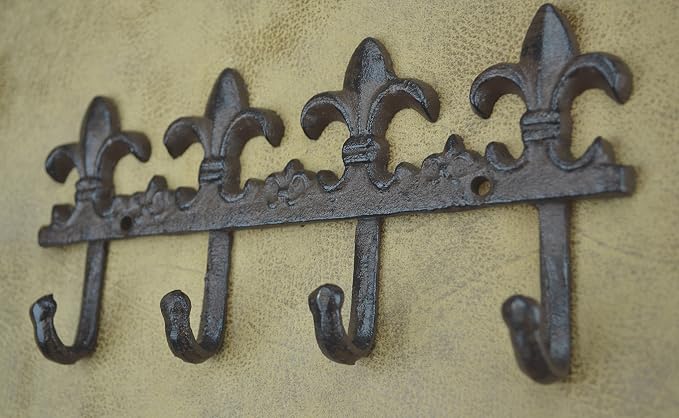 Lulu Decor, Cast Iron Fleur De Lis Key Hook Decorative Wall Hooks Antique cast Iron Hook Vintage Hook Key Holder Key Hook Hanger Wall Mount