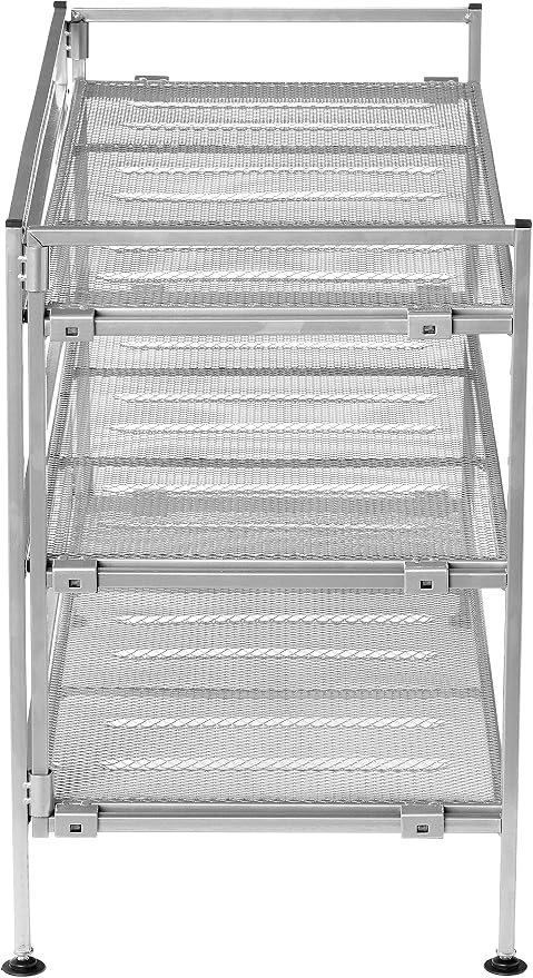 Seville Classics Multi Level Shoe Rack Sturdy Freestanding Shelf for Bedroom, Closet, Entryway, Stackable Durable Metal Home Storage, 3-Tier, 12-Pair Mesh, Satin Pewter Mesh 1 Piece