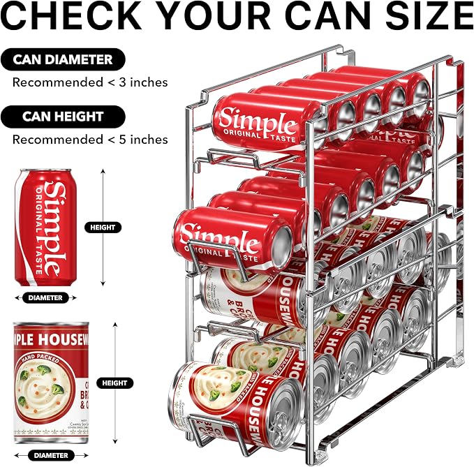 Simple Houseware Stackable Front Loading Beverage Can Dispenser Rack, Chrome - 2 Pack