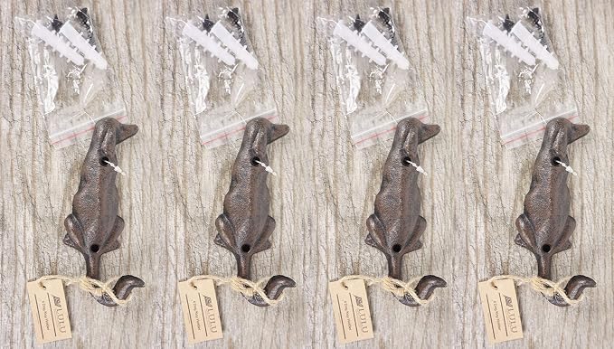 Lulu Decor, 4 Single Cast Iron Dog Tail Hooks, Loose (LB20P4)