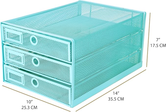 Exerz Paper Sorter 3 Drawer Wire Mesh A4 / Desk Multifunctional Desk Organiser/Multi-Layer Letter Tray - for Documents, Magazines, Notebooks and Letter