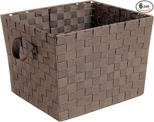 Whitmor Woven Strap Storage Tote Java Brown 13 by 15 by 10"