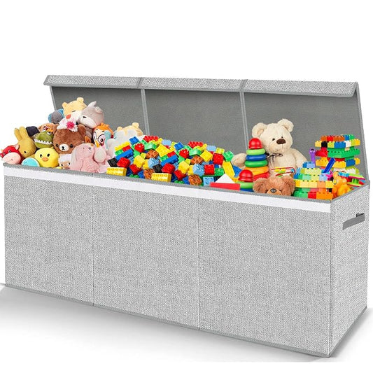 Pantryily Extra Large Toy Box for Girls Boys - Collapsible Kids Toy Chest Boxes Organizers and Storage for Livingroom,Playroom,Closet 35.8"x12.6"x16"(Grey)