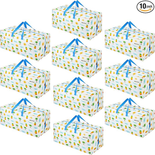 VENO 10 Pack Heavy Duty Moving Bags with Backpack Straps, Zippers & Handles, Extra Large Packing Bags for College Dorm Essentials, Moving Supplies Alternative to Cardboard Moving Boxes
