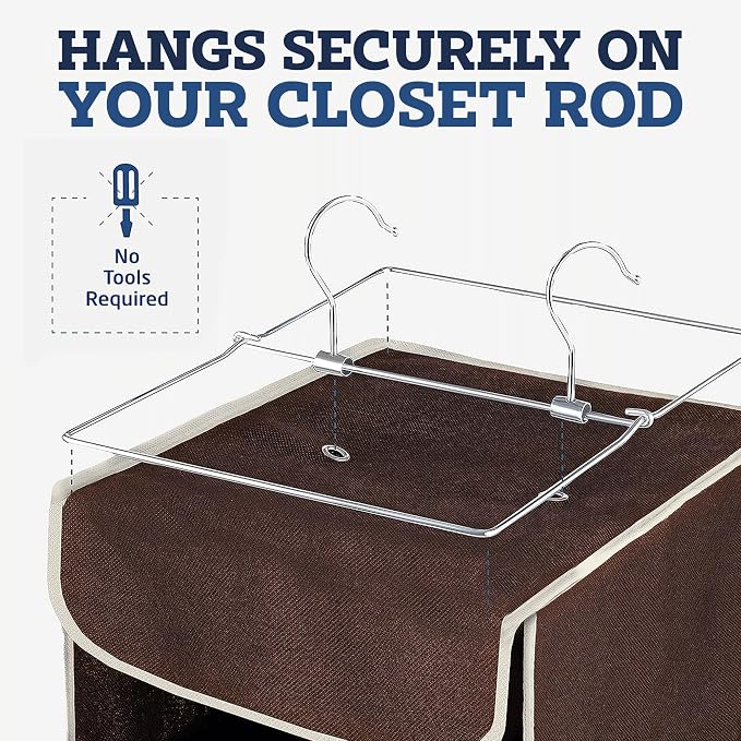ZOBER Hanging Closet Organizer, 5-Shelf - Hanging Storage Organizer Shelves for Clothes, Towels, Toys - College Dorm Room, Nursery, & Home Closet