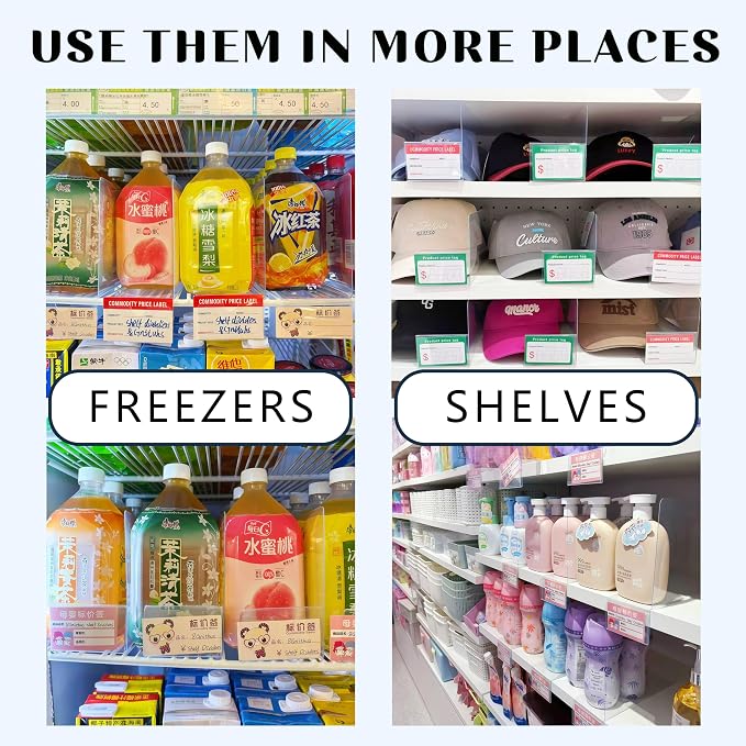 20 Pcs 2012 Shelf Dividers Plastic Wire Shelf Label Holder, Reusable Shelf Tags for Pantry Retail Store, Supermarket UPC Price Card & Ticket Display, Tight Snap Lock Closure,Supermarket price tags