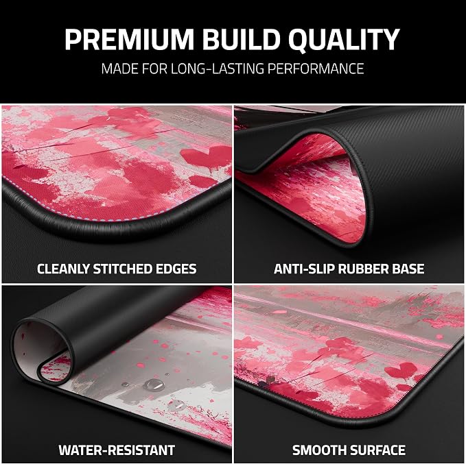 XXL Anime Gaming Mouse Pad 35.4 x 15.7 inch - Water-Resistant & Stitched Edges - Large XL Mousepad for Desk - Gamer Accessories Big Full Deskpad Mat Game Mousepads Deskmat