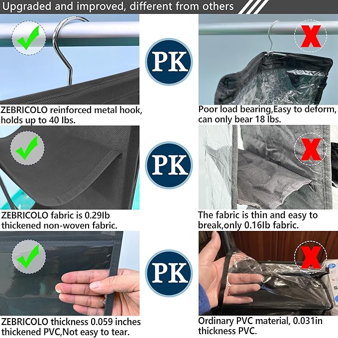 purse organizer, NEW improved Larger, purse organizer for closet, Heavy Duty Hooks, purse storage, Durability Material, handbag organizer, holds bigger bags, closet organizer, Black-1Pack
