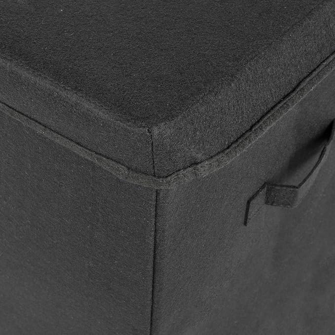 Sammy & Lou Collapsible Felt Soft Toy Box Toy Chest for Toddlers Toy Storage Organizer with Handles and Hinged Lid, 22 x 14.5 x 15 inches, Black